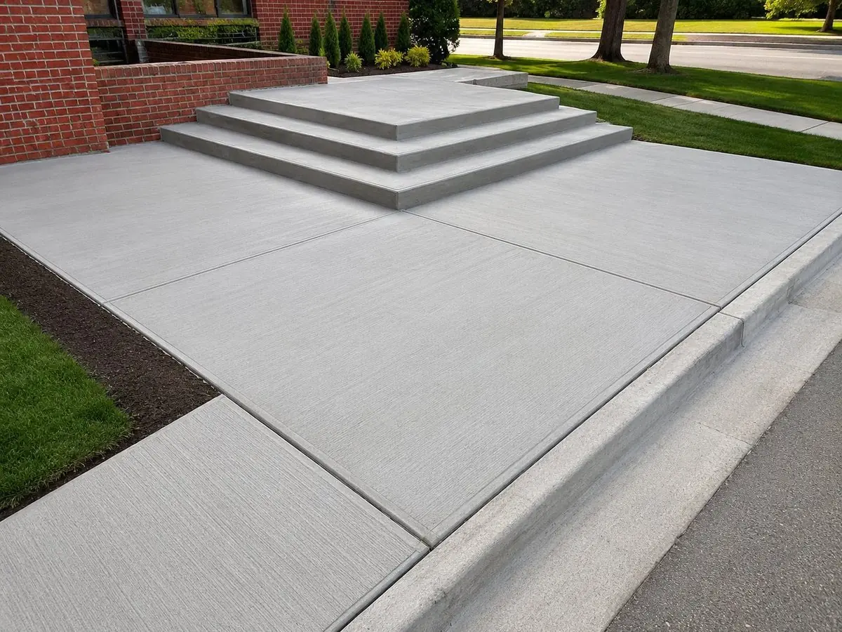 Broom finish concrete porch with steps in Royal Oak, MI