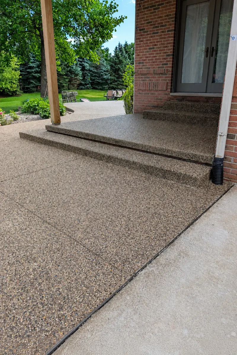 Exposed aggregate concrete patio in Novi, MI