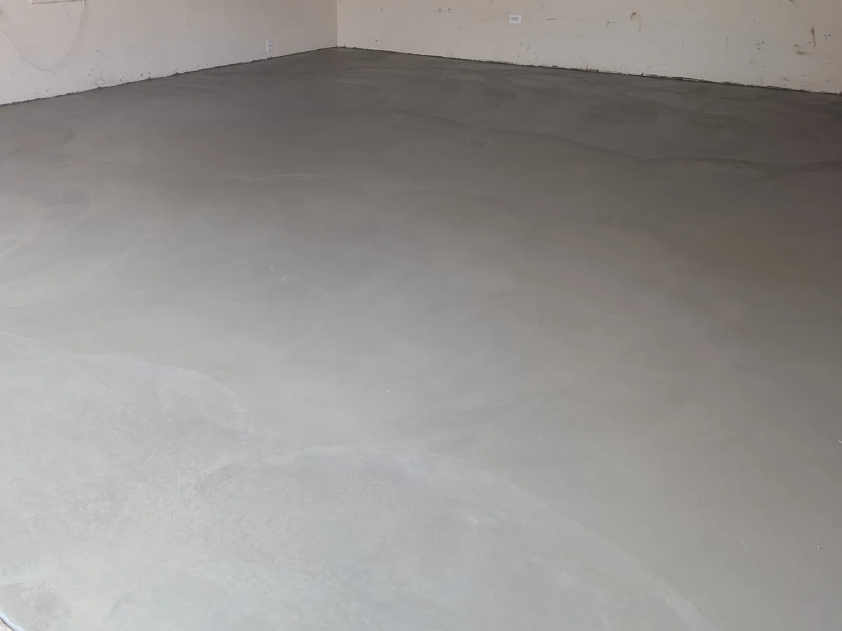 New steel-troweled garage floor slab after replacement, Dearborn Heights MI