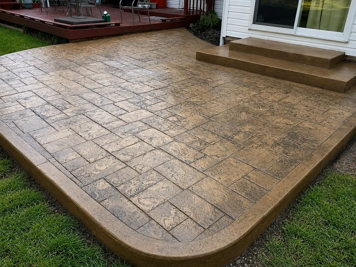 Ashlar slate stamped concrete patio in Garden City, MI