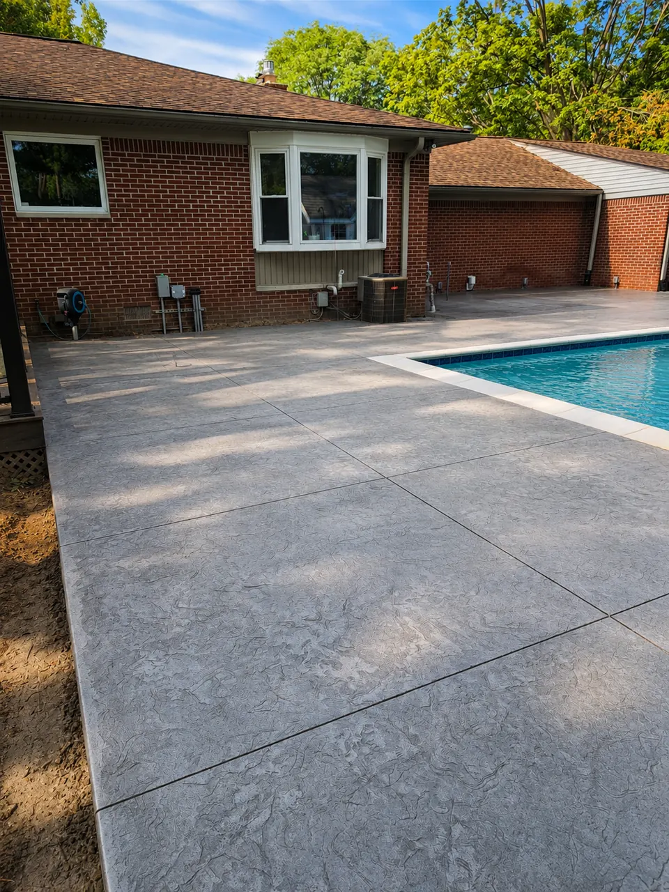 Stamped concrete pool deck in Farmington Hills, MI