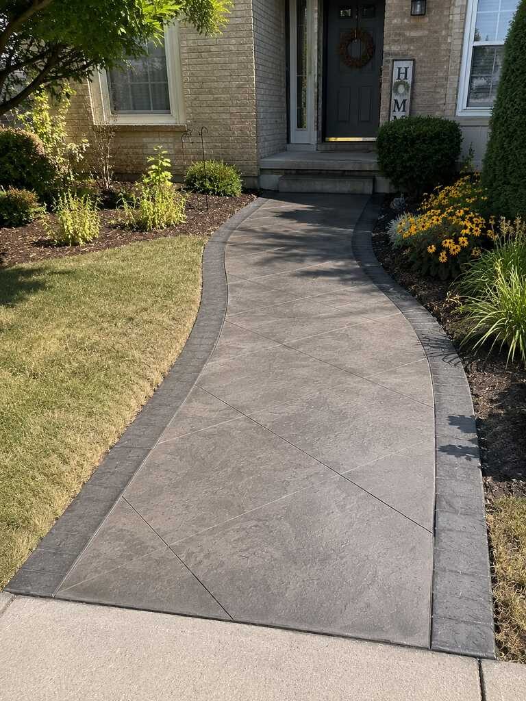 Stamped concrete walkway